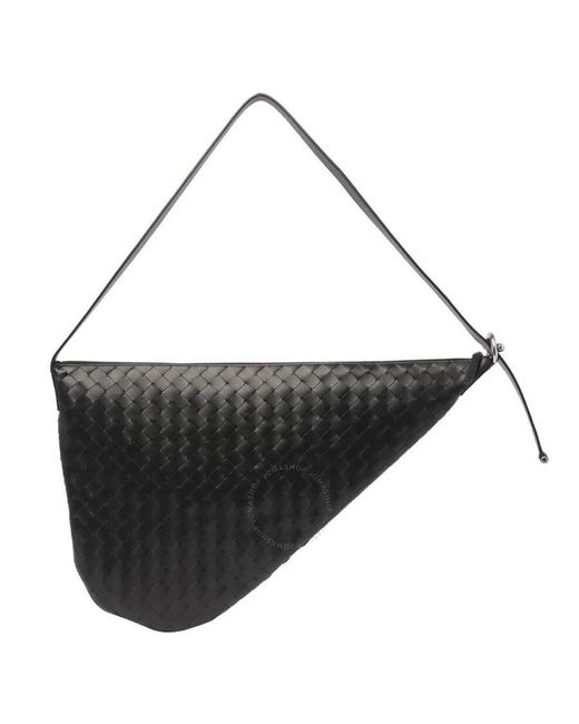 Bottega Veneta Black Intrecciato Leather Virgule Crossbody Bag for men
