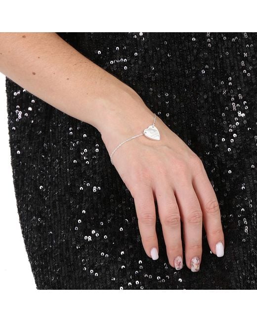 Gucci Metallic Engraved Heart Motif Trademark Bracelet