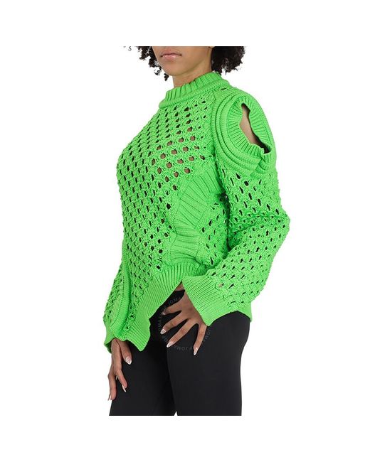 Stella McCartney Green Fluo Oversized Textured Mesh Sweater