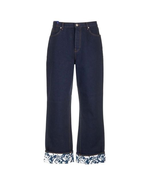 Burberry Blue Rose-Print Straight-Leg Jeans, Waist for men