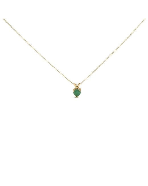 Haus of Brilliance Metallic 14K 5X5 Mm Heart Shaped Emerald Solitaire Pendant Necklace