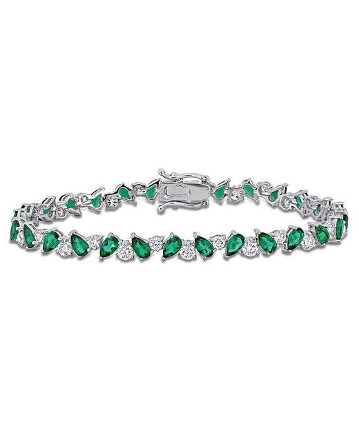 Created Forever Green 6 2/5Ct Tgw Created Emerald And 2 7/8Ct Tw Lab-Grown Diamond Bracelet