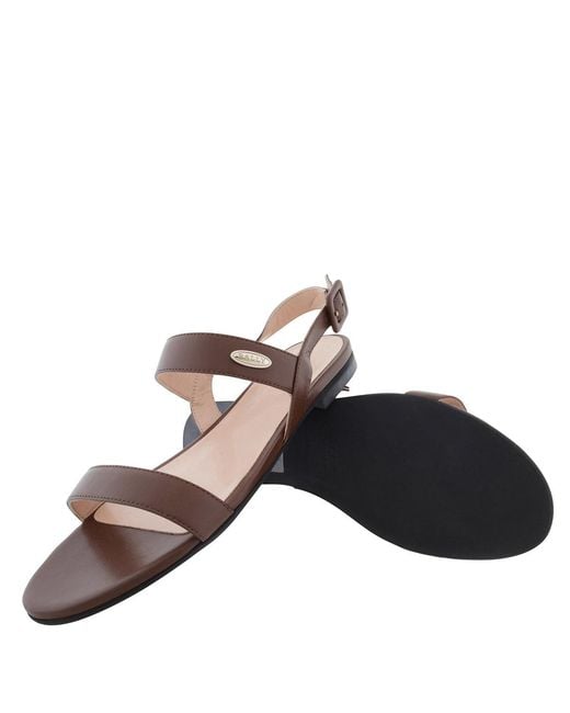 Bally Brown Carlas Lamb Leather Flat Sandals