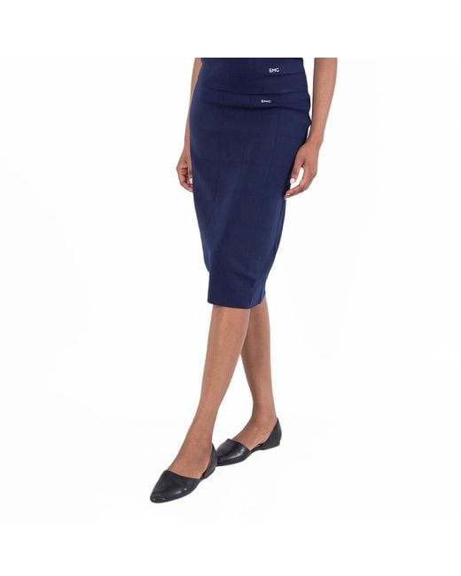 Stella McCartney Blue Technical Knit Striped Midi Skirt
