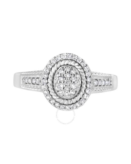 Haus of Brilliance Metallic .925 Sterling Silver 1/3 Cttw Pave Set Round-cut Diamond Braided Halo Cocktail Ring