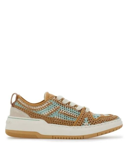Ferragamo Blue Dennis Macrame Low-Top Sneakers