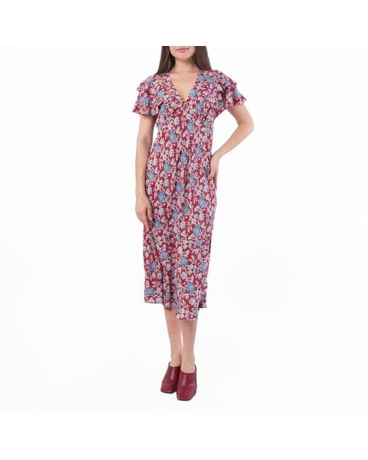 Polo Ralph Lauren Red Floral-Printed Silk Dress