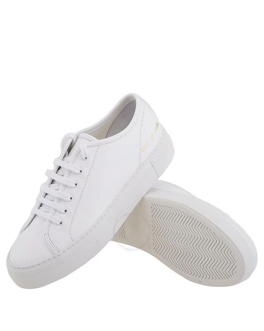 Common Projects White Tournament Low-Top Leather Sneakers, Brand Size 38 Us