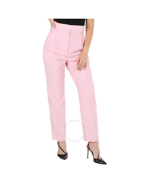 Burberry Pink Pastel Wool High-waisted Trousers