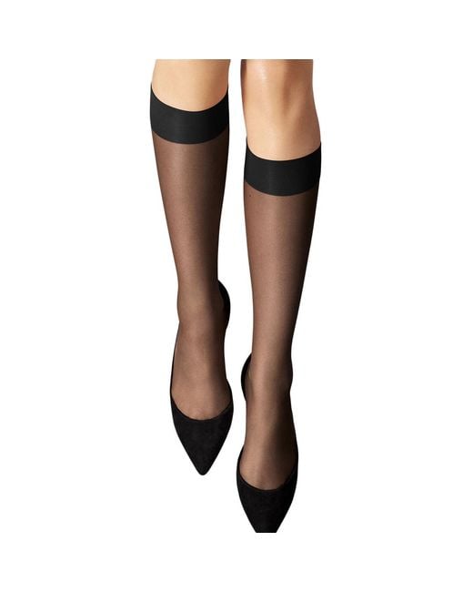 Wolford Black Nude 8 Sheer Knee-high Stockings