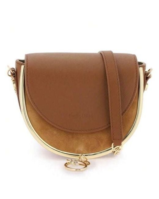 See By Chloé Brown Mara Suede And Leather Crossbody Bag