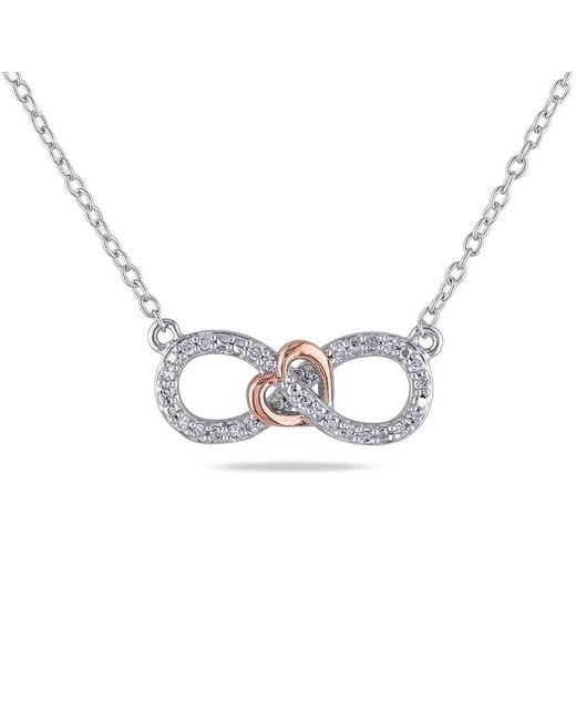 Amour Metallic 1/10 Ct Tw Diamond Infinity Heart Necklace