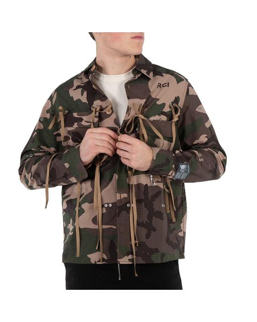 Reese Cooper Green Camo Modular Pocket Button Down Shirt for men