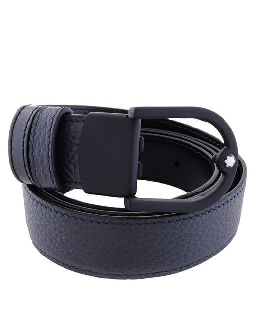 Montblanc Blue Horseshoe 30Mm Reversible Leather Belt for men