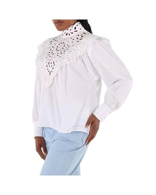 Chloé White Cotton Poplin High-neck Shirt