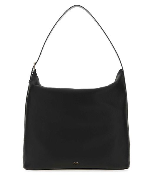 A.P.C. Black Leather Maxi Vera Shopping Bag