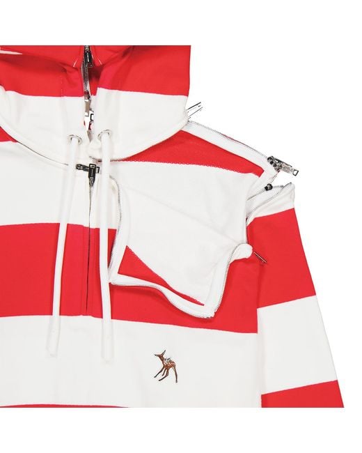 Burberry Red Zip Detail Striped Cotton Hoodie, Size Xxx-Small (Youth for men