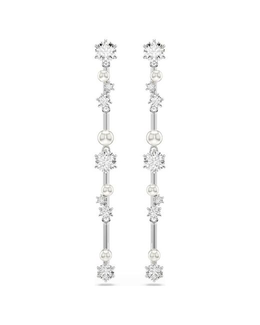Swarovski White Constella Crystal Pearl Drop Earrings