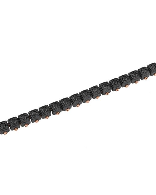 Robert Alton Black Stainless Steel Spinel & Rose Finish Cube Design Bracelet for men