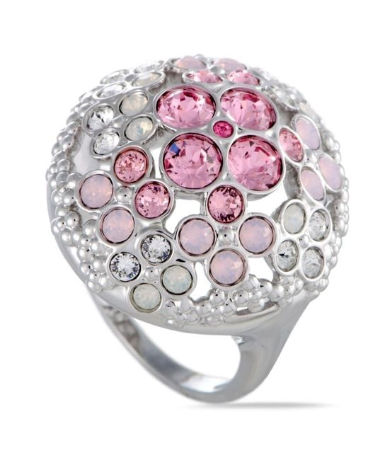 Swarovski Metallic Cherie And Clear Crystals Flowers Ring