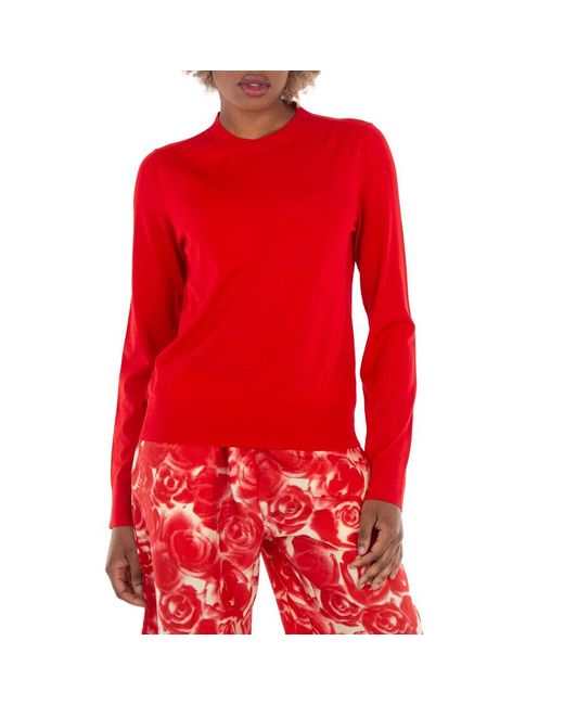 Burberry Red Pillar Wool Crewneck Sweater