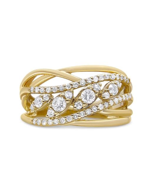 Haus of Brilliance Metallic 10K 1/2 Cttw Round-Cut Multi Row Diamond Split Shank Cocktail Ring