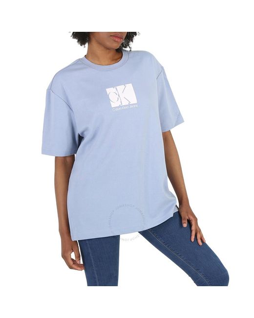 Calvin Klein Blue Silver Sky Infinite Cool Logo Print Short Sleeve T-shirt