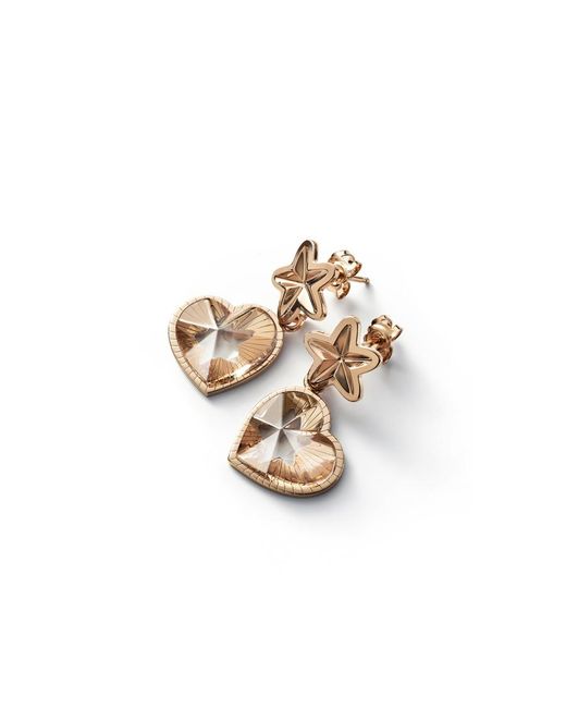 Baccarat Metallic 18K Plated On Sterling, Crystal Heart And Star Drop Earrings 2812899