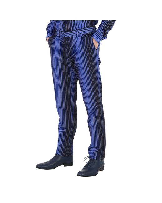 Moschino Blue Stripe Pattern Straight-leg Trouser for men