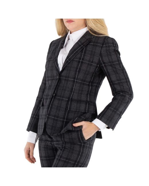 Thom Browne Black Ladies Charcoal Checked Single-Breasted Blazer