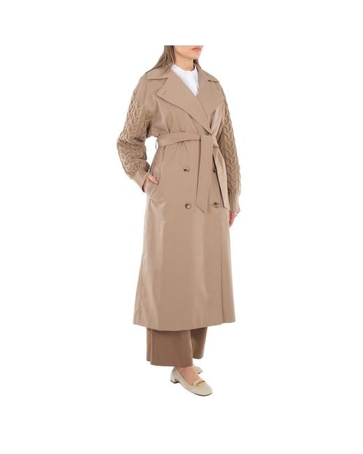 Max Mara Natural Cicladi Water-Repellent Gabardine Trench Coat, Brand Size 38 Us