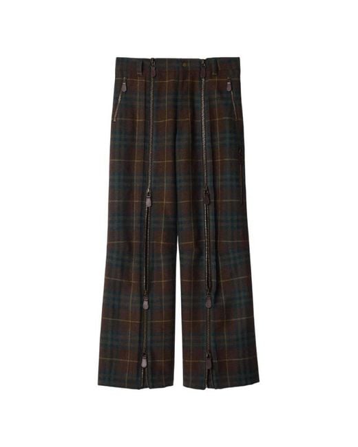 Burberry Black Check Virgin Wool Zip Trousers, Brand Size 50 Waist for men
