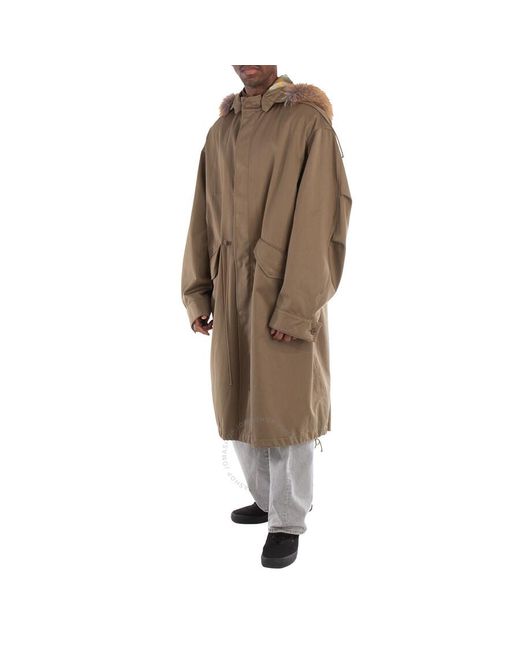Burberry Natural Faux Fur And Cotton Parka for men
