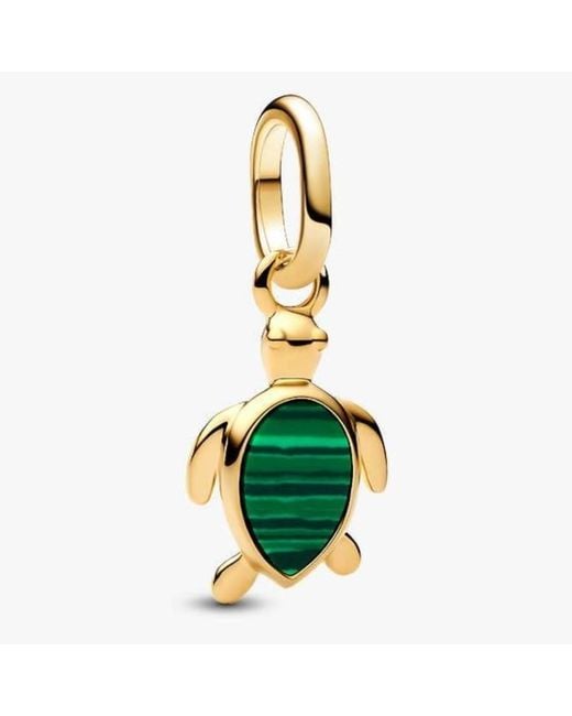 Pandora Green 14K-Plated Turtle Mini Dangle Charm