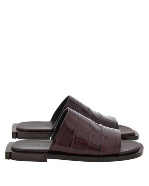 Ferragamo Brown Gancini Heel Leather Mules for men
