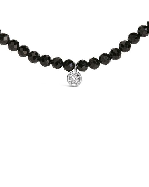 Haus of Brilliance Metallic Sterling Diamond Accent Spinel Bead Station Necklace