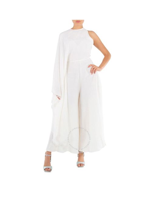 Calcaterra White Foulard Sleeve Jumpsuit