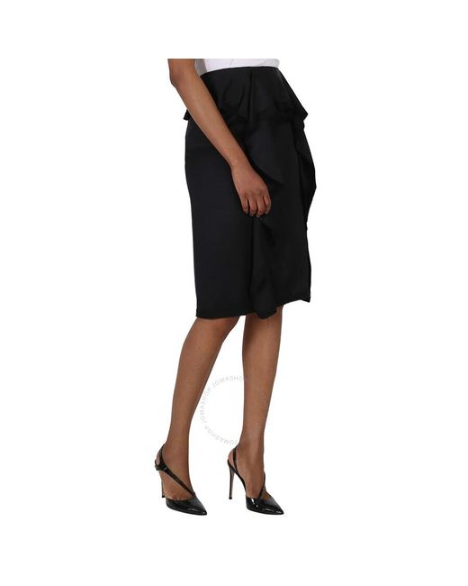 Burberry Black Martia Ruffle Trim Silk Skirt