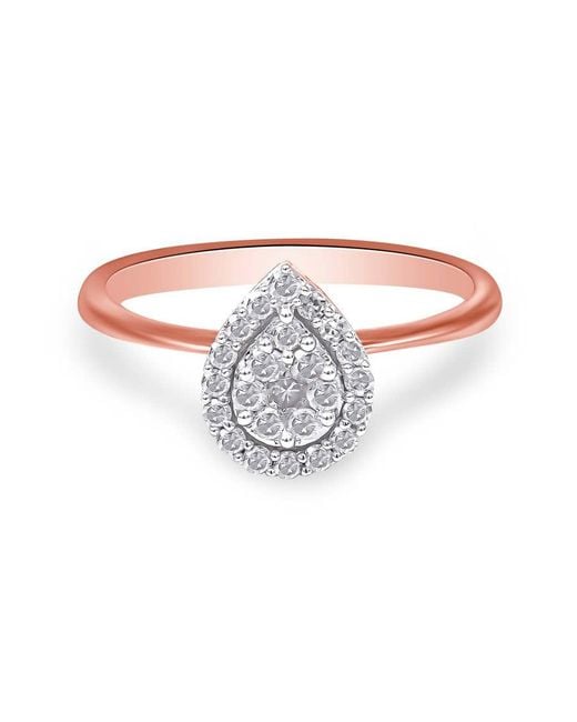 Haus of Brilliance White 10K Rose 3/8 Cttw Round-Cut Diamond Pear Promise Ring (I-J Color, I2-I3 Clarity)