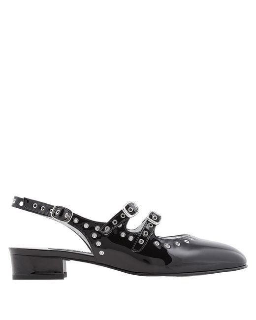 CAREL PARIS Black Ladies Patent Queen Slingback Mary Janes, Brand Size 36 (Us