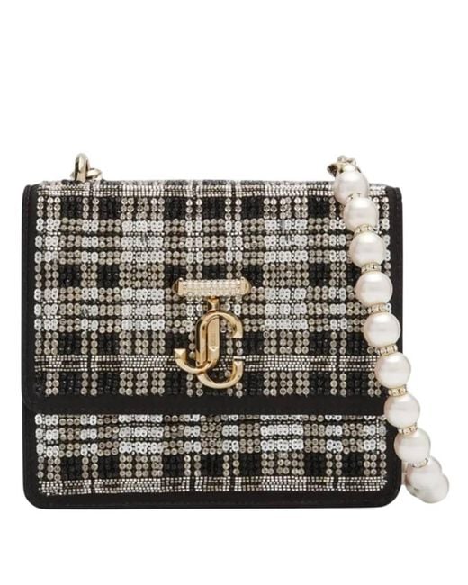 Jimmy Choo Black Avenue Xs Sequins Embellished Shoulder Bag