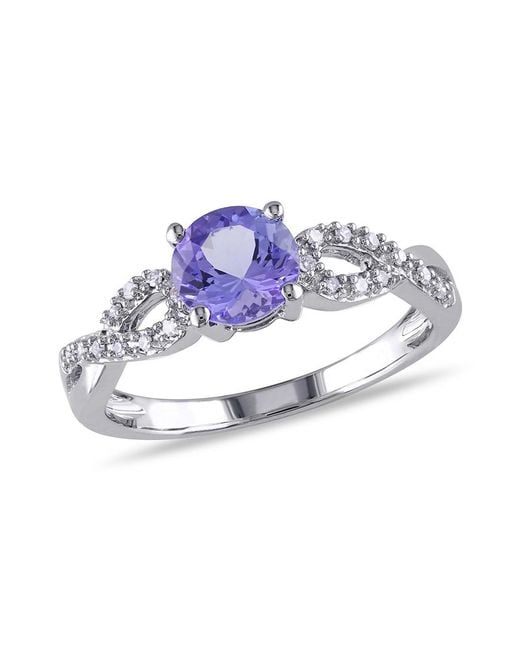 Amour Metallic 1/10 Ct Tw Diamond And Tanzanite Infinity Engagement Ring