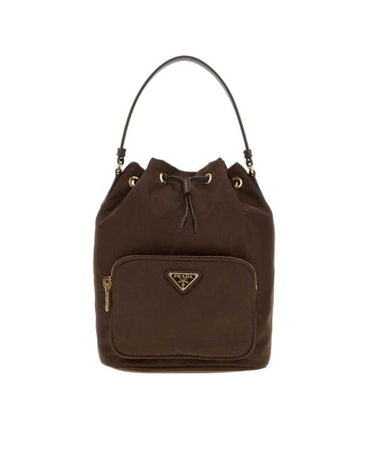 Prada Brown Re-Nylon Duet Bucket Bag for men
