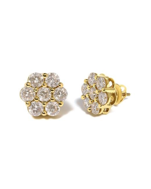 Haus of Brilliance Metallic 14K 3.0 Cttw Diamond Floral Cluster Stud Earring for men