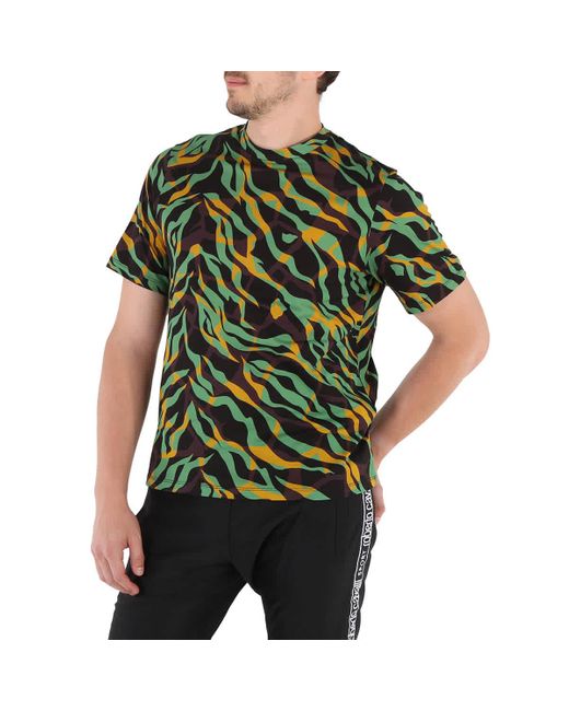 Roberto Cavalli Green Jungle / Aragonite Tiger Twiga Print T-shirt for men