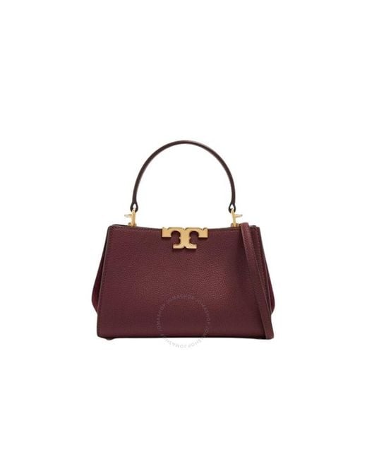 Tory Burch Purple Dark Cabernet Mini Eleanor Pebbled Satchel