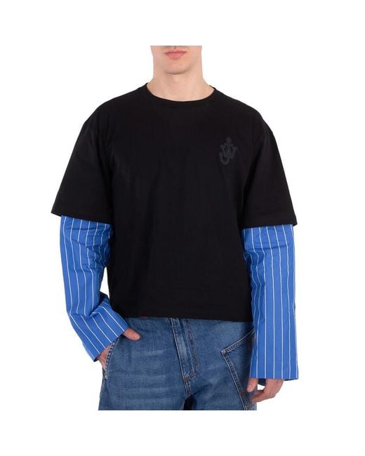 J.W. Anderson Blue Anchor Layered Sleeve T-Shirt for men