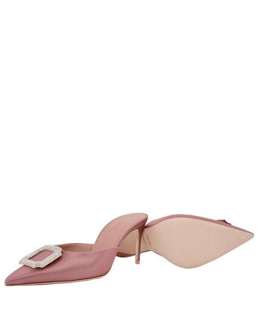Malone Souliers Pink Mona 70 Satin Mules, Brand Size 37 Us