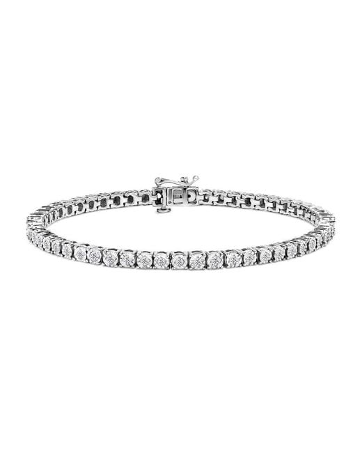Haus of Brilliance Metallic 925 Sterling 1.0 Cttw Miracle-Set Diamond Round Faceted Bezel Tennis Bracelet (I-J Color, I3 Clarity)