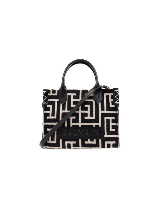 Balmain Black B Army Monogram Jacquard Small Tote Bag
